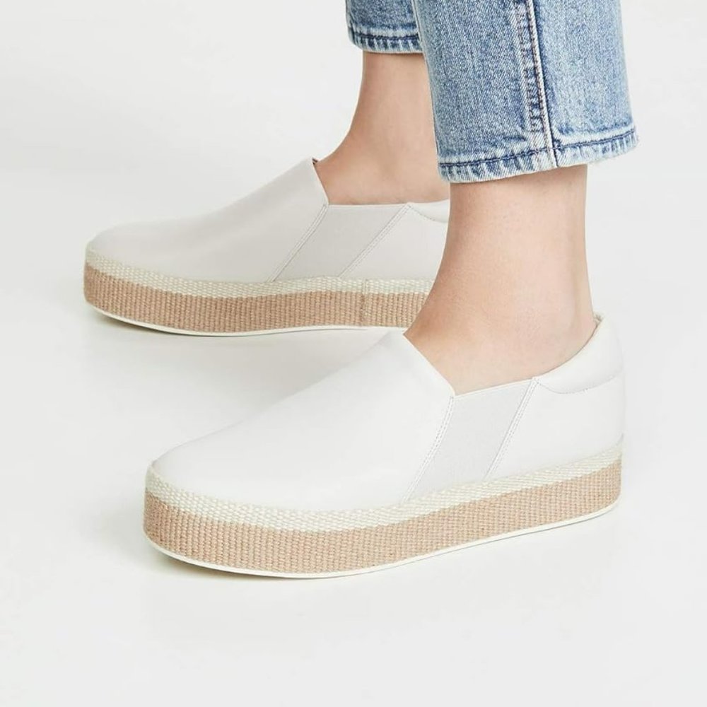 Vince Women's Wilden Espadrille Platform Sneakers Off White Round Toe Size 10